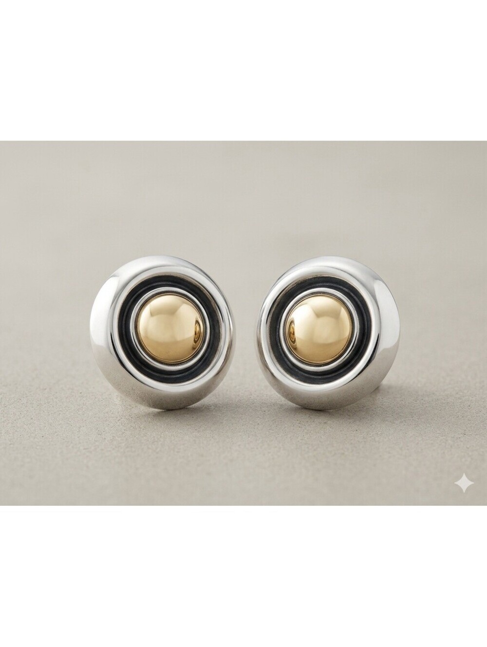 James Avery 14K Gold Sterling Silver Vintage Retired Concentric Dome Earrings